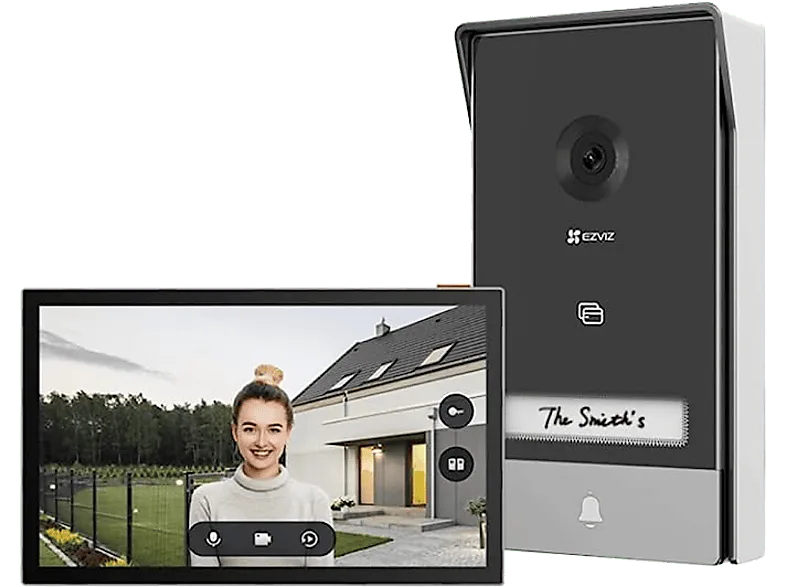 Pack videoportero - Ezviz HP7, Vídeo 2K, 2 hilos, Ángulo de visión 162°, WiFi, Pantalla táctil, Gris