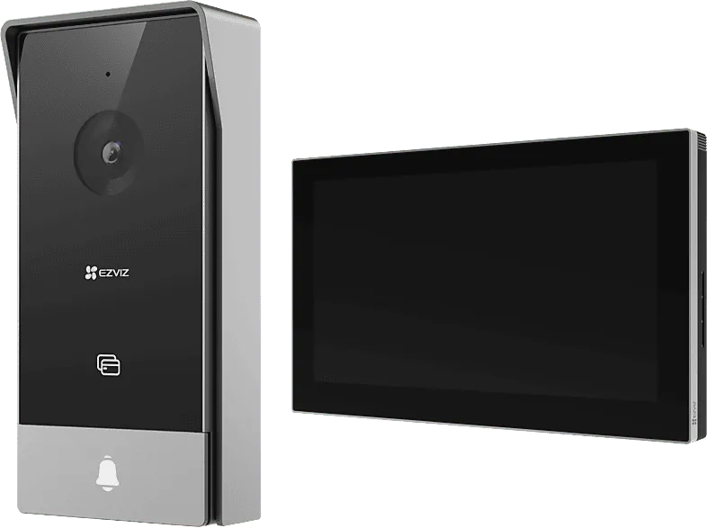 Pack videoportero - Ezviz HP5, Lente Full HD, Pantalla táctil de 7", Ultrafino, Comunicación Bidireccional, Visión Nocturna, Negro