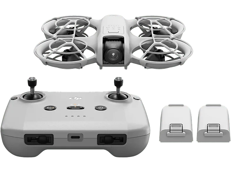 Dron - DJI Neo Fly More Combo, 3 baterías, Control remoto RC-N3, 12 megapixel, Autonomía 18min, Seguimiento de objetivos por IA, Vídeo 4K, Blanco
