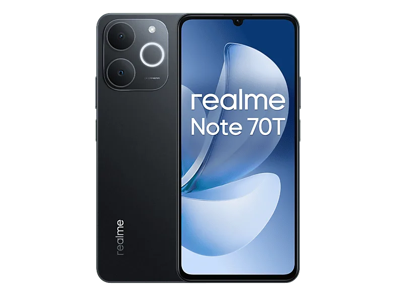 Móvil - realme Note 70T, Negro, 256GB, 4GB RAM, 6.74" HD+, Unisoc T7250, Antutu Benchmark 280K+, 6000 mAh