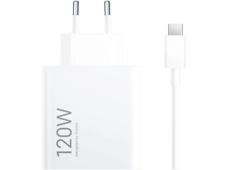 Cargador móvil - Xiaomi 120W HyperCharge Combo, USB Tipo A a USB-C, Blanco