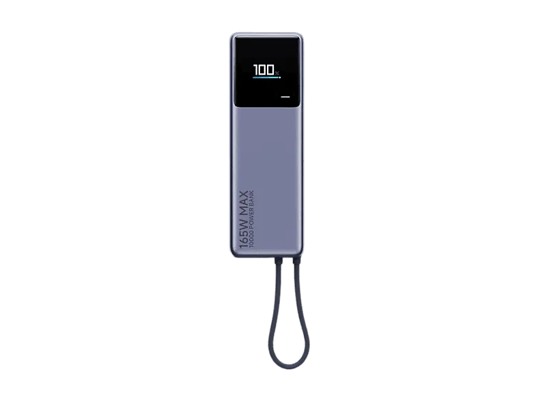 Powerbank - Xiaomi PB1165M, 10000 mAh, 1x USB-C, 165W, Cable Integrado, Pantalla Inteligente a Color, Gris metálico