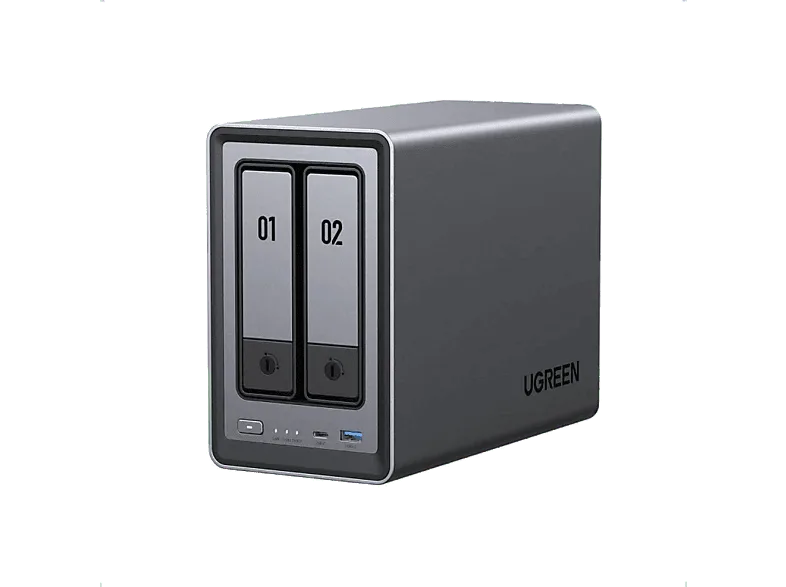 Servidor NAS - Ugreen DXP2800, HDD, Capacidad 64TB, Memoria 8GB, 2 bahías, Procesador Intel N100, Negro