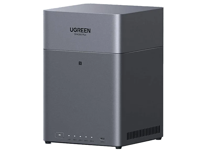 Servidor NAS - Ugreen DH4300 Plus, 4 Bahías, 120TB, 5 Gb/s, 8 GB RAM, NFC, Gris