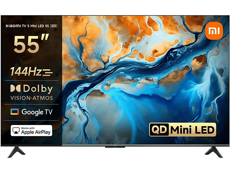 TV Mini LED 55" - Xiaomi S 55 2025, UHD 4K, Smart con Google, 144 Hz, Gris cepillado