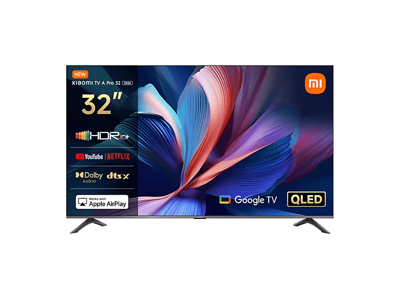 TV QLED 32" - Xiaomi 32 A PRO, HD, Quad A53, Smart TV, Google Negro