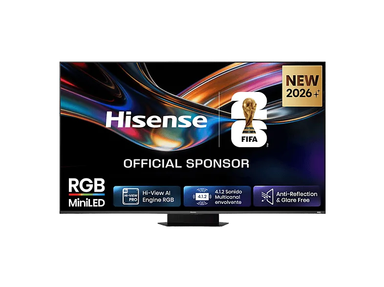TV RGB Mini LED 65" - Hisense 65UR9S, UHD 4K, Quad Core / MT9655, Hi-View AI Engine RGB, Tuned by Devialet, Anti Reflejo, Negro