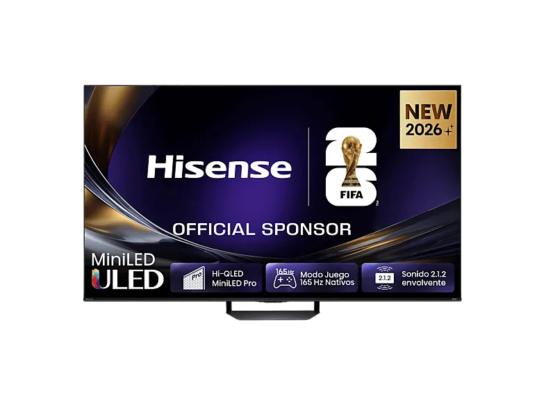 TV Mini LED 85" - Hisense 85U7S PRO, HDR 4K, Quad Core/MT9655, 165 Hz Nativos, Hi-View AI Engine Pro, Tuned By Devialet, Negro