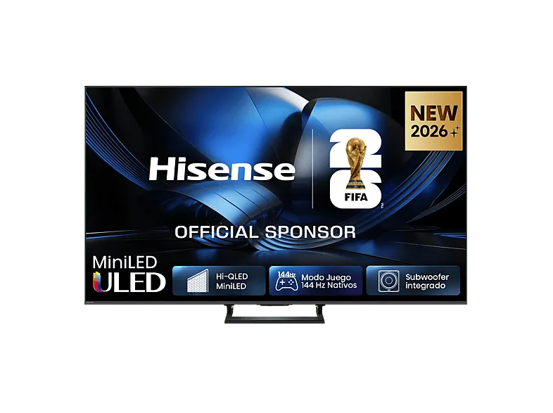 TV Mini LED 85" - Hisense 85U7SE, UHD 4K, 144 Hz Nativos, Subwoofer integrado, Diseño Slim, Negro
