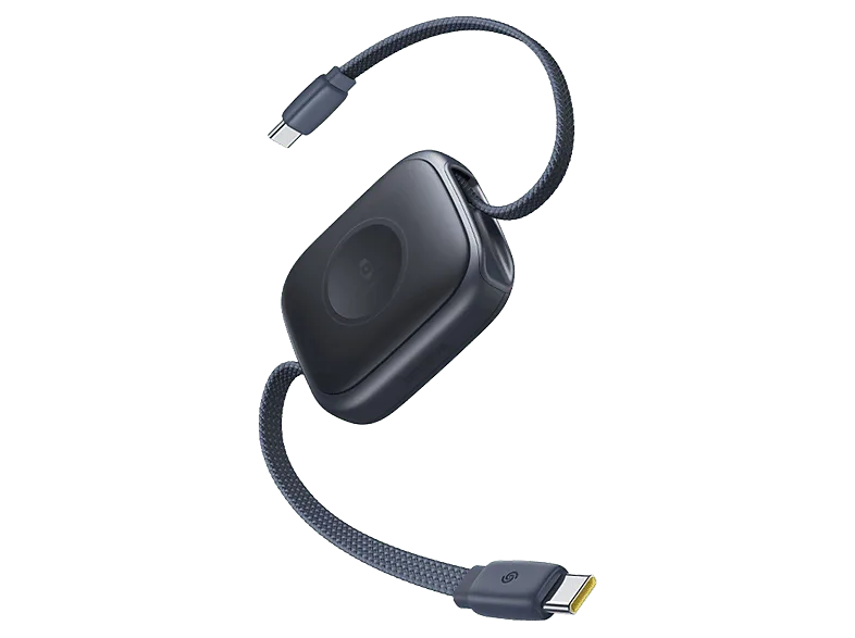 Cable USB-C - Baseus All-in-One retráctil, 90 cm, Tipo C a C, Universal, Carga rápida, 100W, SmartWatch 2.5W, Negro Midnight