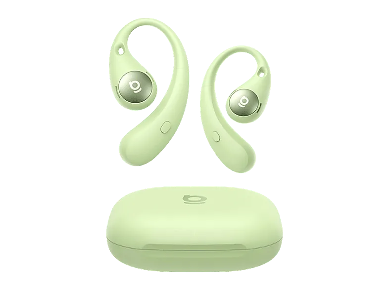 Auriculares conducción de aire - Baseus Eli Sport 2, 45 h autonomía, Ajuste seguro con gancho, Cancelación ruido, Resistente al agua, Verde