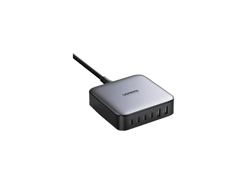 Cargador para portátil - Ugreen UGR40914, Universal, 6 en 1, 3x USB-C, 2x USB-A, 200W, Carga Ultrarrápida, Negro/Gris