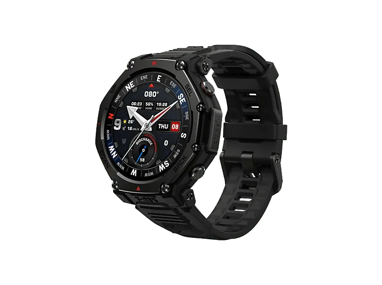 Smartwatch - Amazfit T-Rex 3 Pro, Correa de 22mm, Silicona, Pantalla AMOLED 1.5", Sensor Pulso, Medidor ProfundidAd hasta 45m, Negro