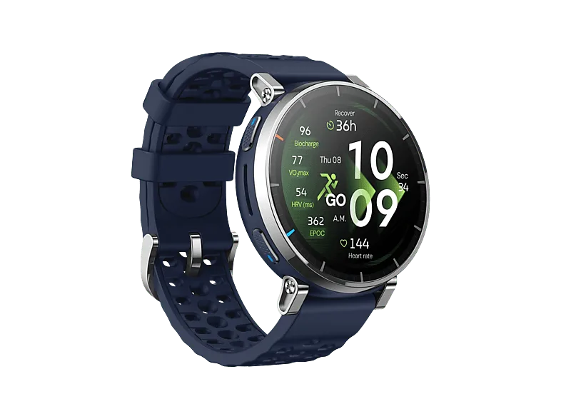 Smartwatch - Amazfit Active 3 Premium, Correa 20mm, Pantalla táctil 1.32" AMOLED, 5ATM, Dark Blue