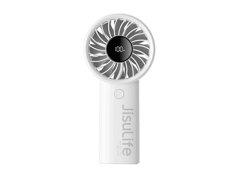Mini ventilador - JisuLife Life4, 3600mAh, Pantalla Digital, Autonomía de 2.5-13h, Blanco