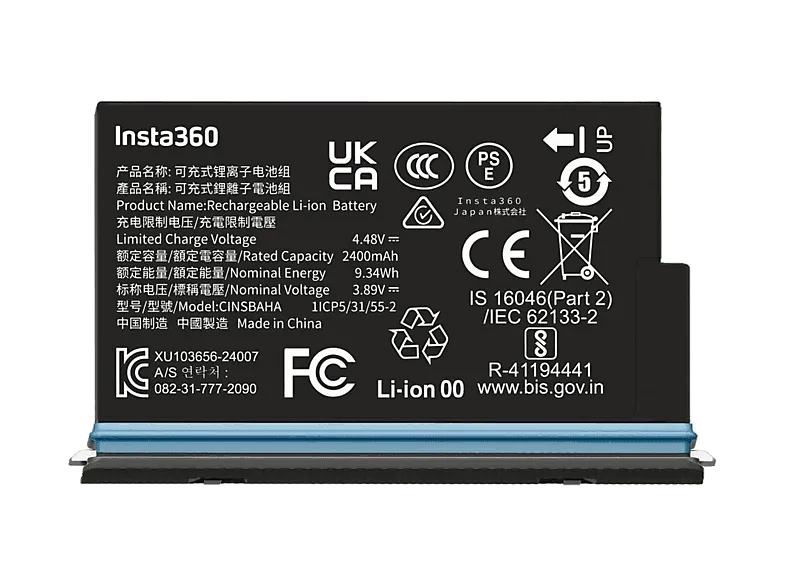 Batería cámara - Insta360 batería de repuesto, Para X5, 2400 mAh, Negro