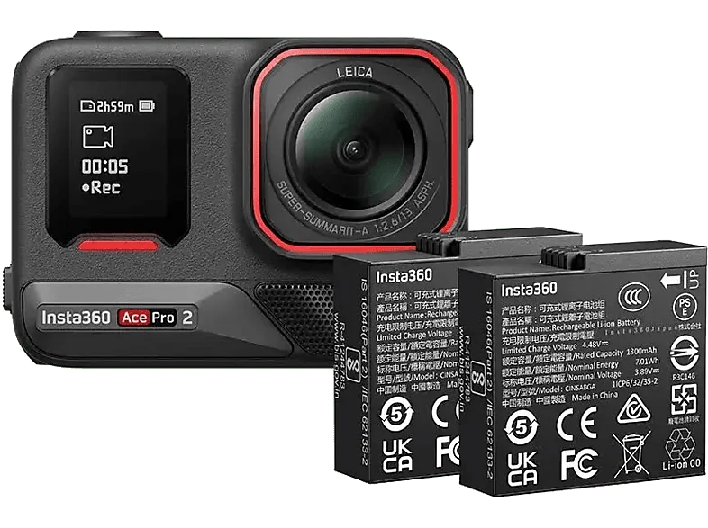 Cámara deportiva - Insta360 Ace Pro 2, 8K, 180 minutos Autonomía, Negro