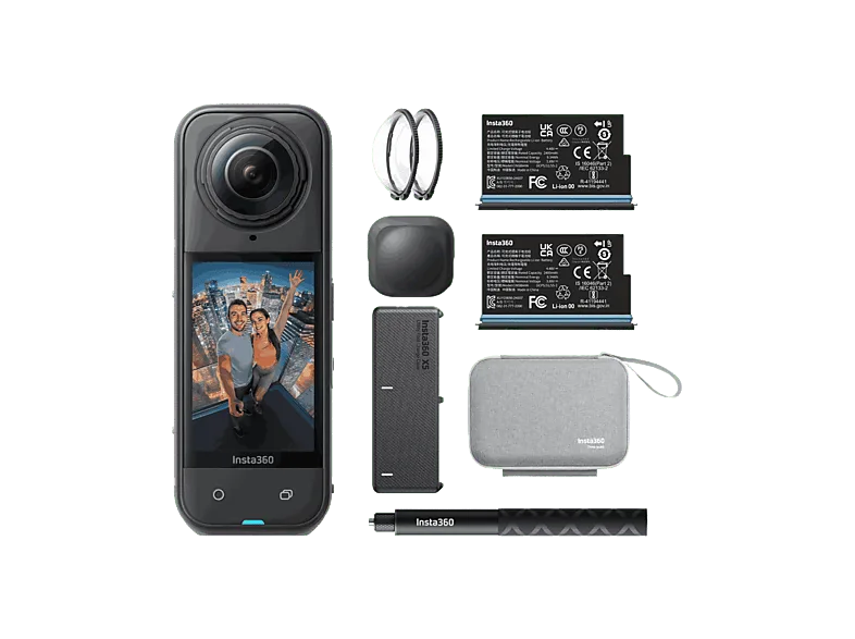 Cámara deportiva - Insta360 X5 Esencial, 8K, 360º, 185 min Autonomía, Vídeo HDR Activo 5,7K a 60 fps, Negro