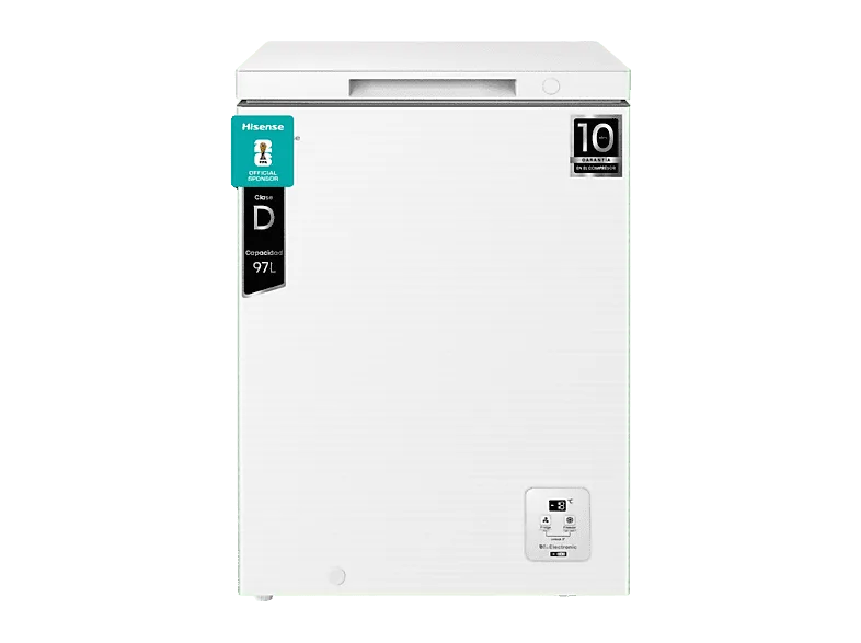 Congelador horizontal - Hisense FT100N1AWDL, 97 l, 85.8 cm, Convertible, Goma Antibacerias, Blanco