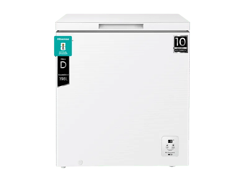 Congelador horizontal - Hisense FT200N1AWDL, 198 l, 85.8 cm, Convertible, Goma Antibacteria, Blanco