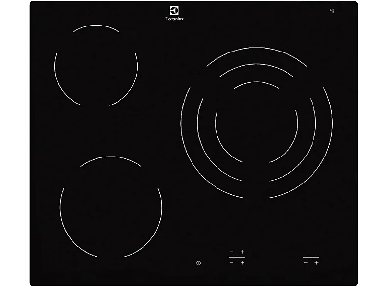 Placa vitrocerámica - Electrolux EHF6232IOK, 3 Zonas, Zona triple de 27 cm, Mandos independientes, 60 Negro