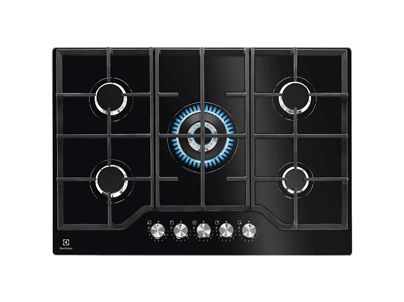 Placa de gas - Electrolux KGG75362K, 5 zonas, Zona grande 12.8 cm, Gas Natural, 74 Negro (imagen 1 de 3)