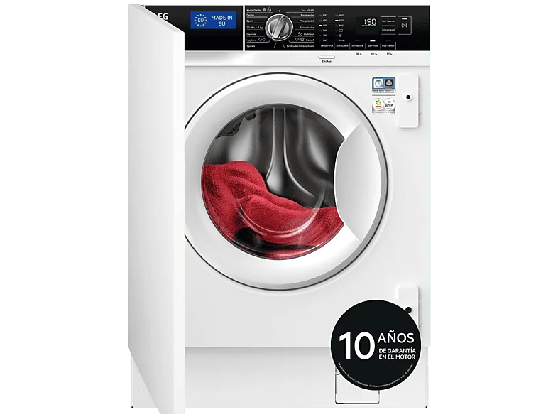 Lavadora integrable - AEG LFN7G8434F, 8 kg, 1400 rpm, Tecnología ProSense, Función Vapor, Sin panelar