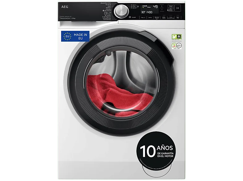 Lavadora carga frontal - AEG LFR9514L6U, 10 kg, 1400 rpm, 12 programas, AbsoluteCare, A ‐ 35%, Blanco