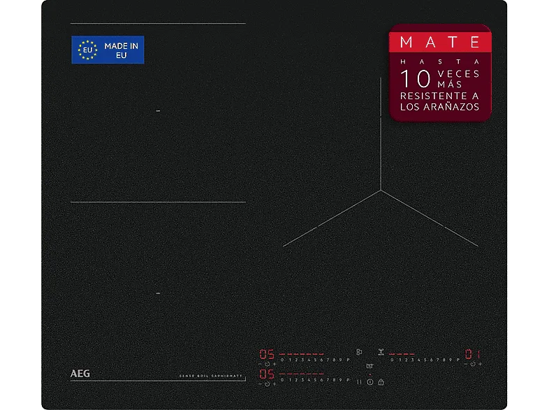 Placa inducción - AEG TI63IQ10IZ, 3 zonas, Zona grande 28 cm, SaphirMatt, 58 Negro Mate (imagen 1 de 3)