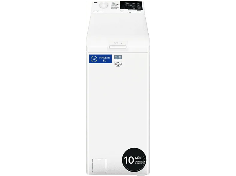 Lavadora carga superior - AEG LTA6G7331E, 7 kg, 1300 rpm, 11 programas, Motor Inverter, ProSense, Blanco