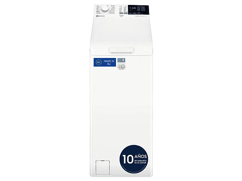 Lavadora carga superior - ELECTROLUX EN6T4722NF, 7 kg, 1200 rpm, 14 programas, SensiCare, Blanco