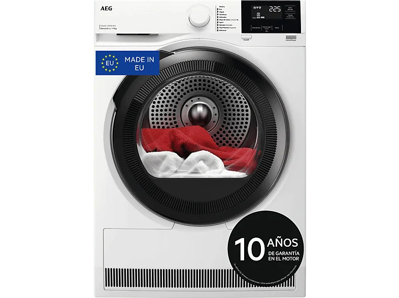 Secadora bomba de calor - AEG TR719G4PB, 9 kg, 10 programas, MixDry, Display LED, Blanco (imagen 1 de 3)