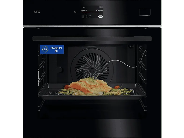 Horno a vapor - AEG TB8SB73ZAB, Multifunción, Hidrolítica, 70 l, Cocción asistida, Conectividad, 60 cm, Negro