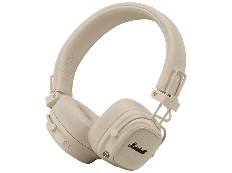 Auriculares inalámbricos - Marshall Major V, 100 h Autonomía, Supraaurales, Bluetooth, Diseño Plegable, Crema