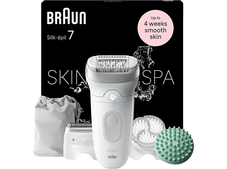 Depiladora - Braun Silk-épil 7 SkinSpa 7-081, Tecnología Micro-Grip, Luz Smartlight, Wet&Dry, All-in-one