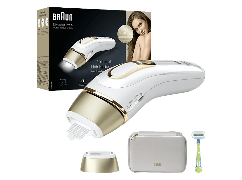 Depiladora IPL- Braun Luz Pulsada Silk-expert Pro 5 PL5052, Reducción Permanente Vello Visible, Skin 2.0, 1 Cabezal estándar