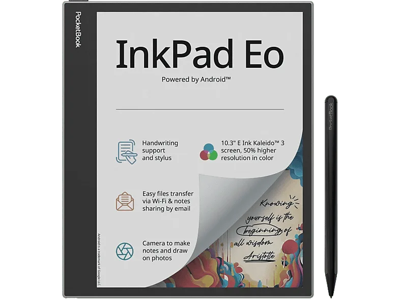 eBook - PocketBook InkPad Eo, 10.3", 64 GB Memoria interna, 4 RAM, 1860 × 2480 píxeles, Sin Reflejos, Cámara Integrada, Bluetooth, Neblina gris