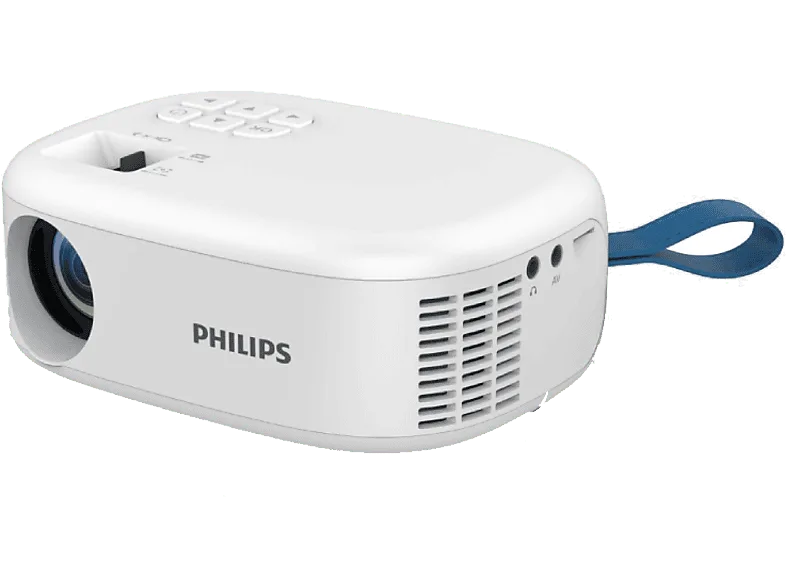 Proyector - Philips NPX113, True HD 720p, 30000 h, hasta 65", LED, HDMI, Blanco