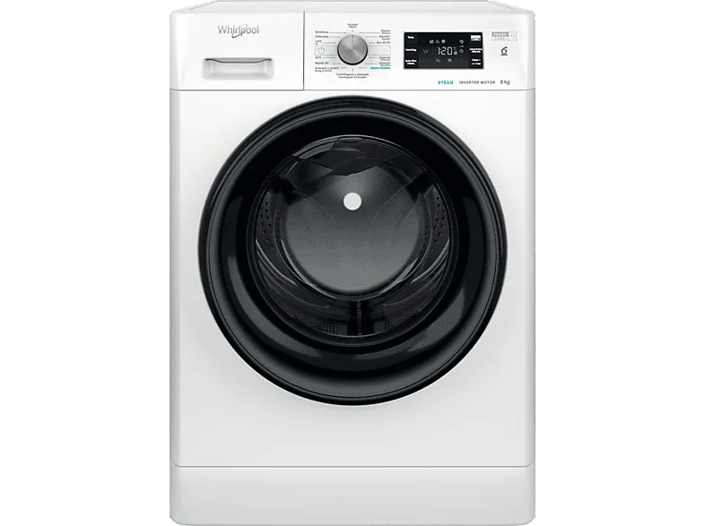 Lavadora carga frontal - Whirlpool FFB 8489 BV SPT, 8 kg, 1400 rpm, 14 Programas, Inverter, Libre instalación, Blanco