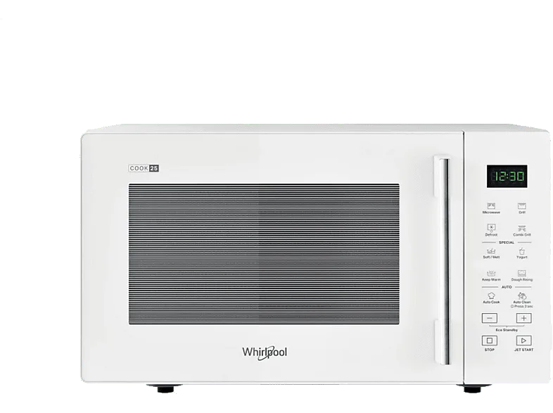 Microondas con grill - Whirlpool MWP 253 W, 900 Potencia 1000W, 7 Niveles potencia, Función Grill, 25 l, Blanco