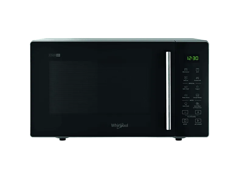 Microondas con grill - Whirlpool MWP 253 SB, 900 W, 7 Niveles, 25 l, Auto cook, Pantalla táctil, Grill de cuarzo, Negro