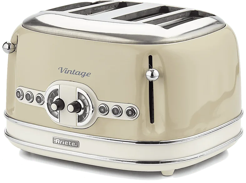 Tostadora - Ariete Vintage 156, 4 ranuras, 1600 W, 6 niveles de tostado, Descongelación, Pastel (imagen 1 de 2)