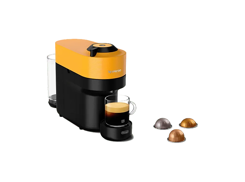 Cafetera de cápsulas - De'Longhi Nespresso® Vertuo Pop ENV90.Y, 1260W, 0.56 l, Calentamiento 30s, Tecnología Centrifusión™, Bluetooth, Wi-Fi, Amarillo