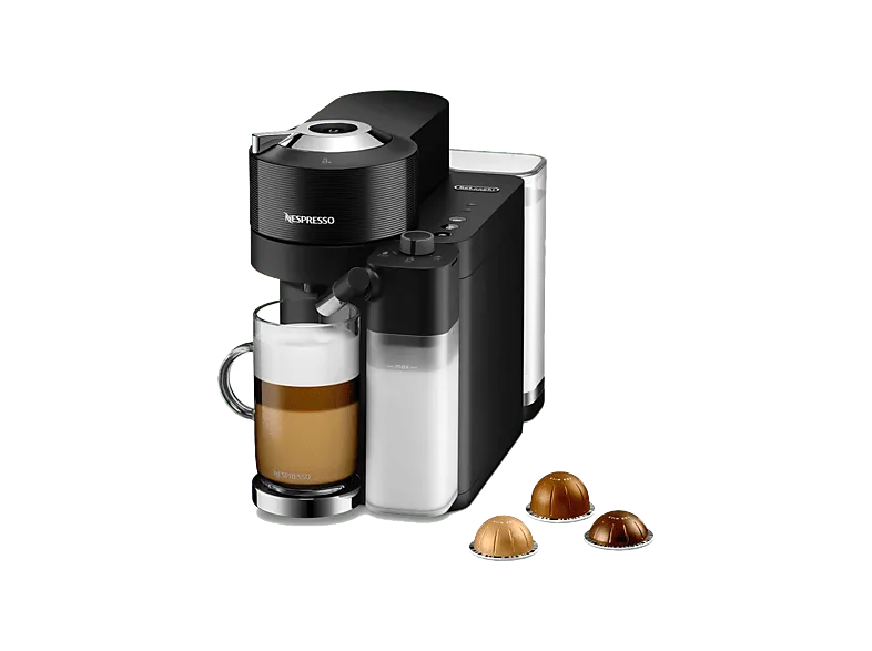 Cafetera de cápsulas - De'Longhi Nespresso® Vertuo Lattissima ENV300.B, 1500 W, 1.6 l, Depósito leche, Calentamiento 30s, Negro