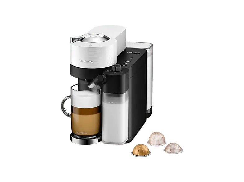 Cafetera de cápsulas - De'Longhi Nespresso® Vertuo Lattissima ENV300.W, 1500 W, 1.6 l, Depósito leche, Calentamiento 30s, Blanco