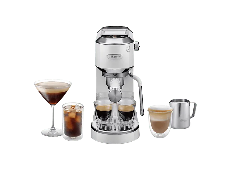 Cafetera express - De'Longhi Dedica Duo EC890.WI, 1450 W, 15 bar, 1.1 l, Función 2 tazas, Blanco
