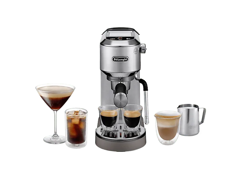 Cafetera express - De'Longhi EC890.M Dedica Duo Cold Brew, 15 bar, 1450W, 1.1 l, Capacidad para 2 tazas, Metal