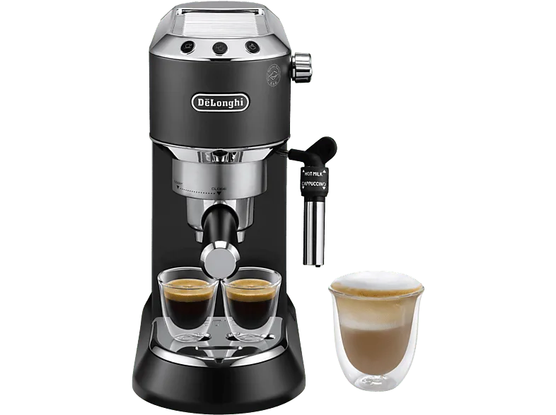 Cafetera express - De'Longhi Dedica EC685.BK, 1300 W, 15 bar, Thermoblock, Espresso manual, Función 2 tazas, Negro