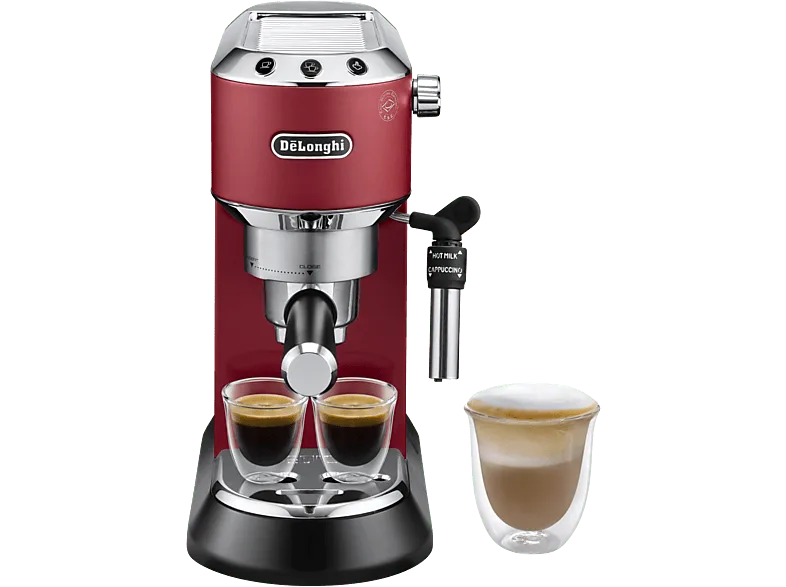 Cafetera express - De'Longhi Dedica EC685.R, 1300 W, 15 bar, Thermoblock, Espresso manual, Función 2 tazas, Rojo (imagen 1 de 3)