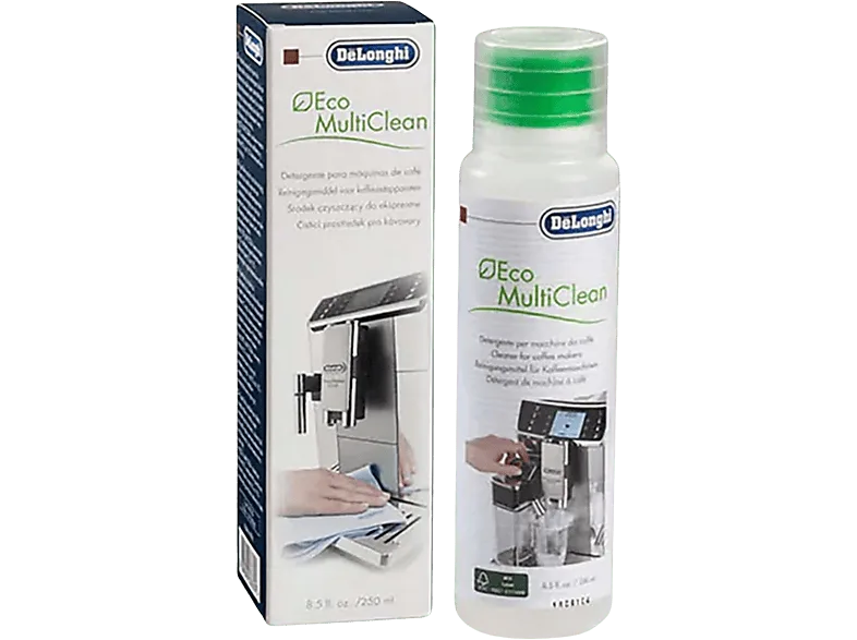 Limpiador líquido para cafeteras - De'Longhi DLSC550 Eco MultiClean, 0.25 l, Blanco